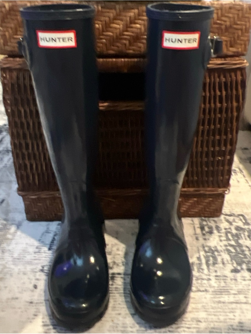 Women’s Hunter US 6 Navy Original Tall Gloss Rain Boots